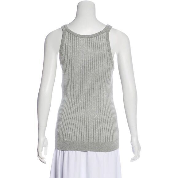 Courreges Gray Ribbed Logo Tank Top - Picture 5 of 9